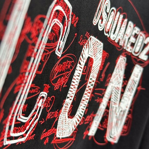 Dsquared2 Men Icon Scribble Cool Fit T Shirt Black - Picture 4 of 7